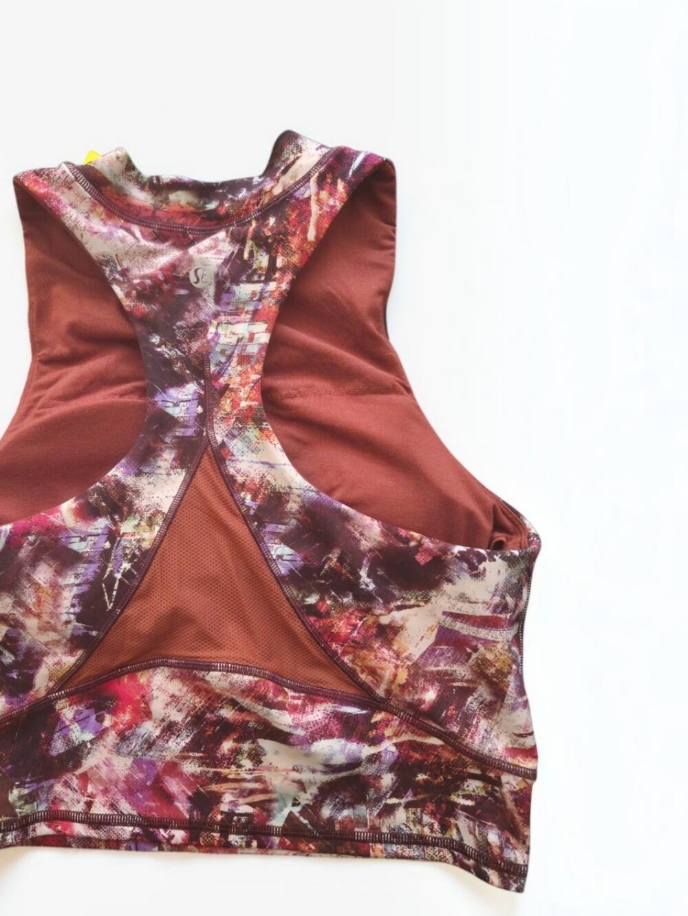 Lululemon Women Print High Neck Racerback Longline Built In Bra Crop Size Xs - Picture 4 of 5